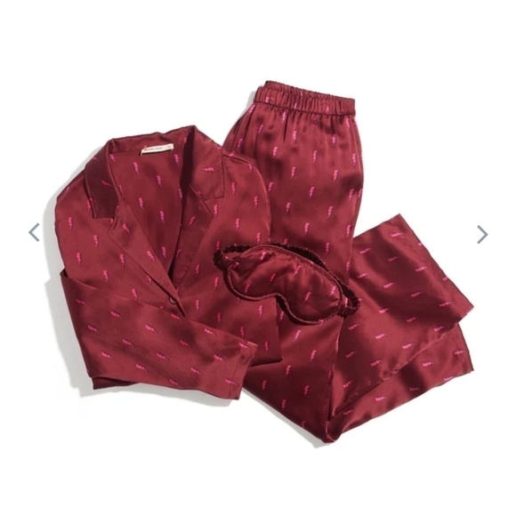 Marine layer Washable Silk pj's set in Rhododendron Lightning Bolt Print - Picture 6 of 8